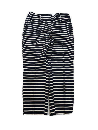 NEW LOFT Women's Black/Ivory Striped Riviera Cropped Julie Pants Petite 2