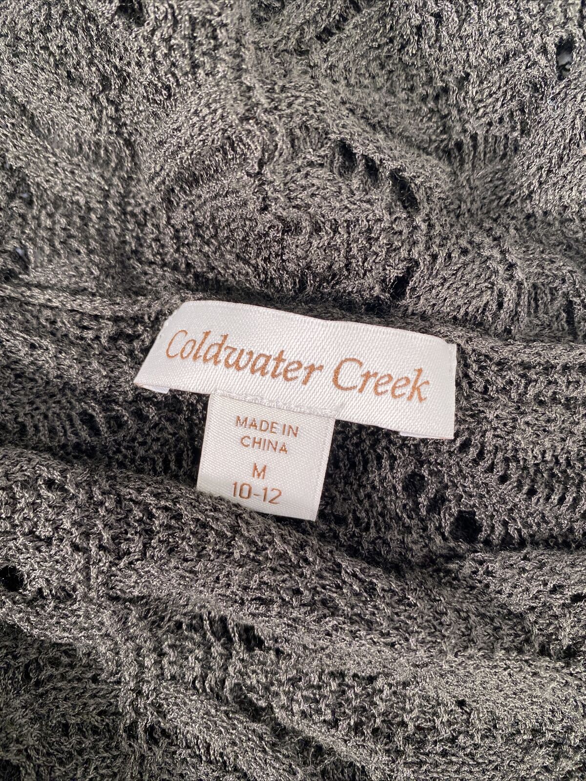 Coldwater Creek Women's Dark Green Open Knit Short Sleeve Sweater Sz M