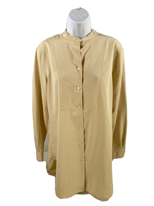 LAUREN Ralph Lauren Women's Beige Long Sleeve Button Up Shirt - M