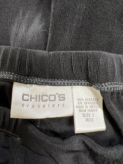 Chico's Pantalones de viajeros elásticos negros para mujer - 1/US 8