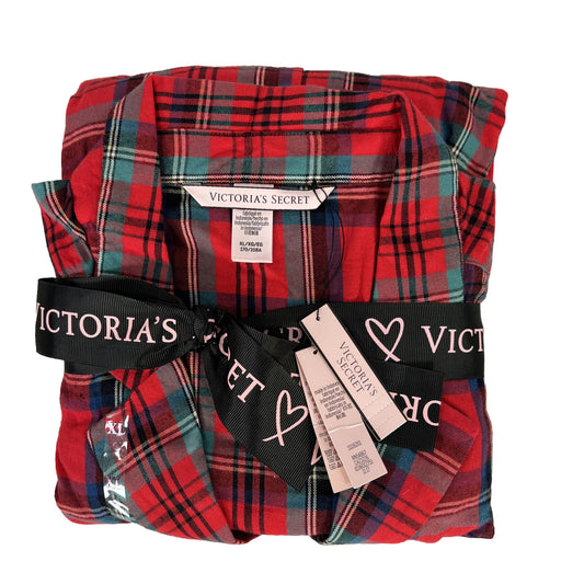 NEW Victoria's Secret Red Holiday Plaid Flannel 2-Piece Sleep Set - XL