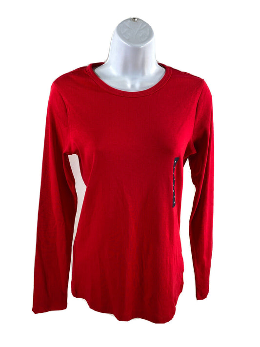 NEW Lands End Women's Red Long Sleeve Crewneck T-Shirt - XS
