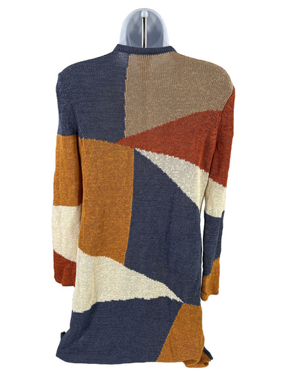 Chico's Suéter tipo cárdigan largo de punto multicolor con frente abierto para mujer - 0/US S