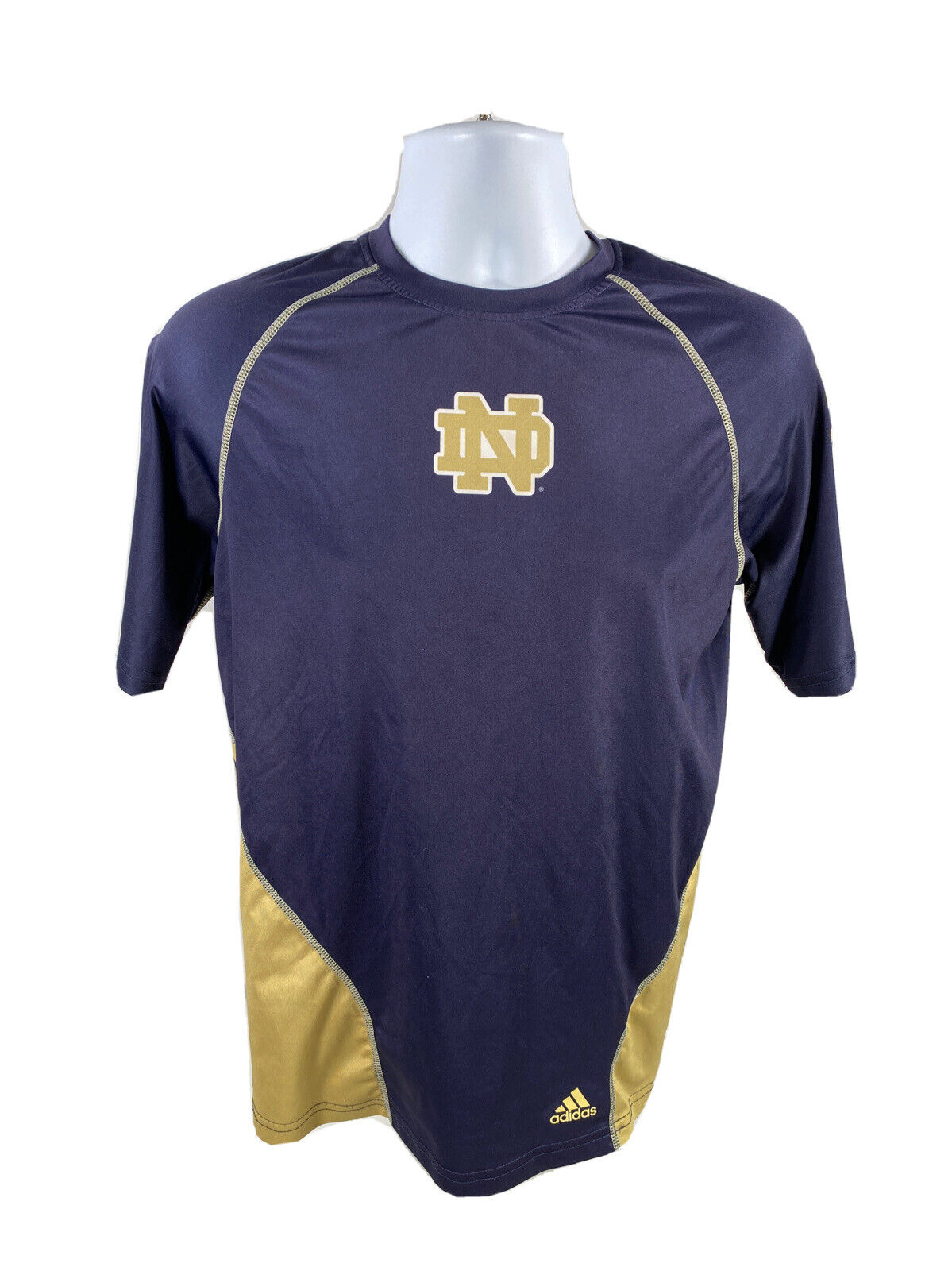 Adidas Men's Blue Short Sleeve Notre Dame Fighting Irish Shirt - S