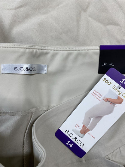 NEW S.C and CO. Women's Beige 360 Tummy Control Cropped Pants - 14