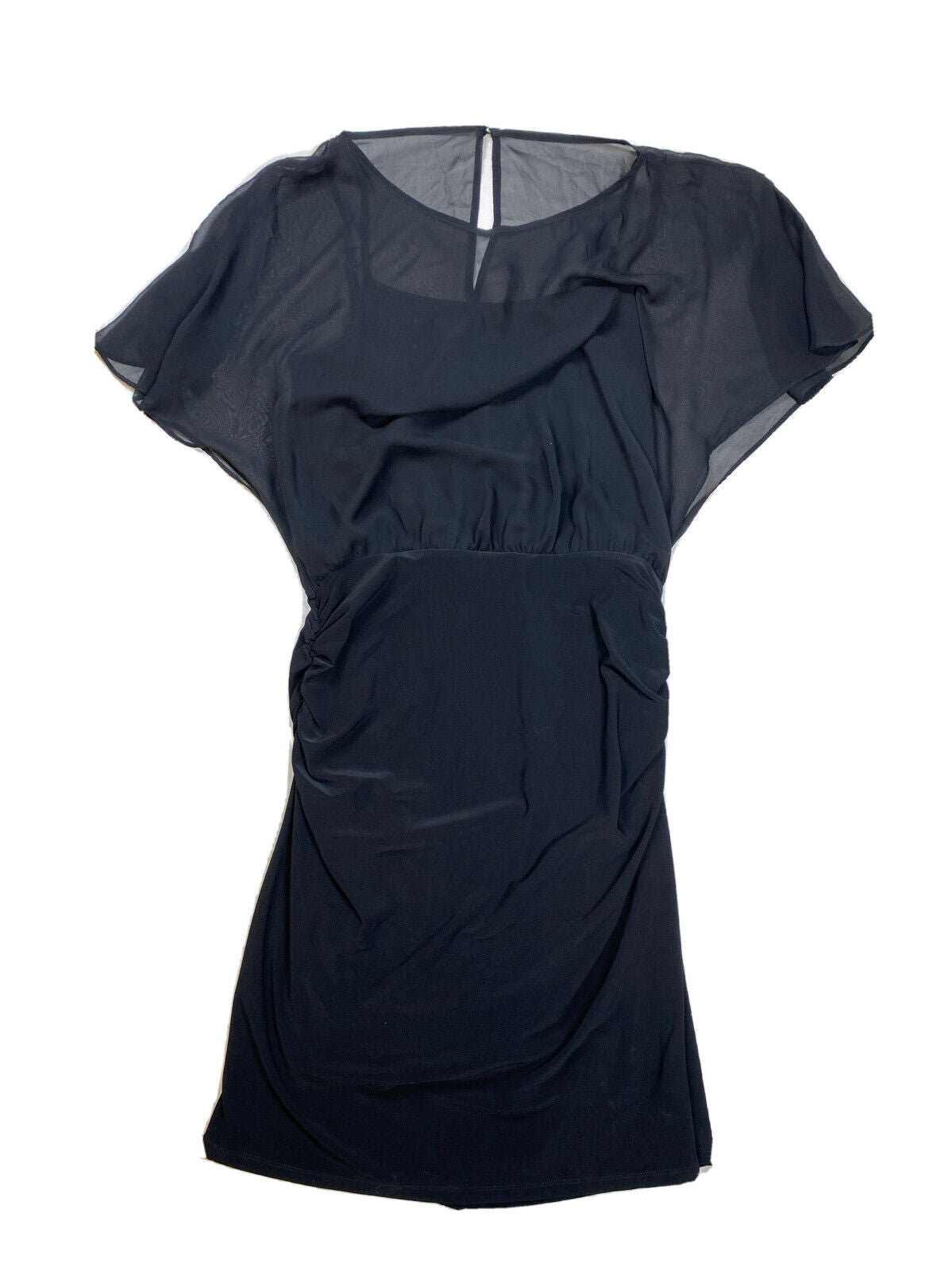 NEW White House Black Market Women's Black Flutter Sleeve Sheath Dress -S