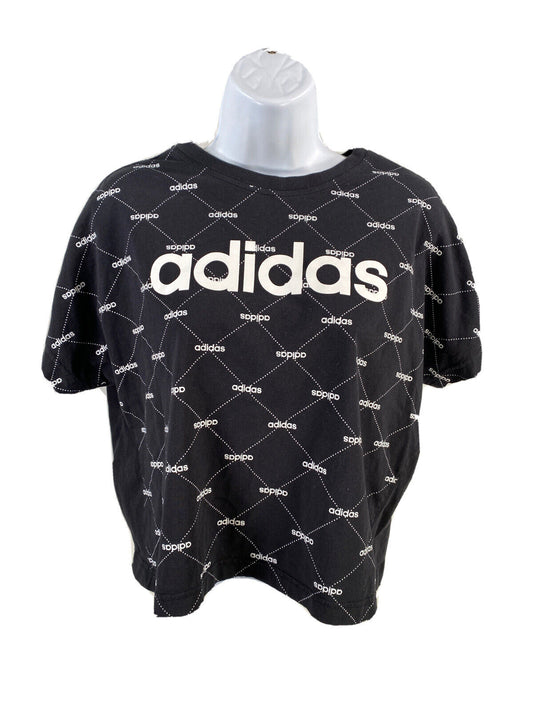 Adidas Women's Black Logo Front Cotton Short Sleeve T-Shirt Sz S