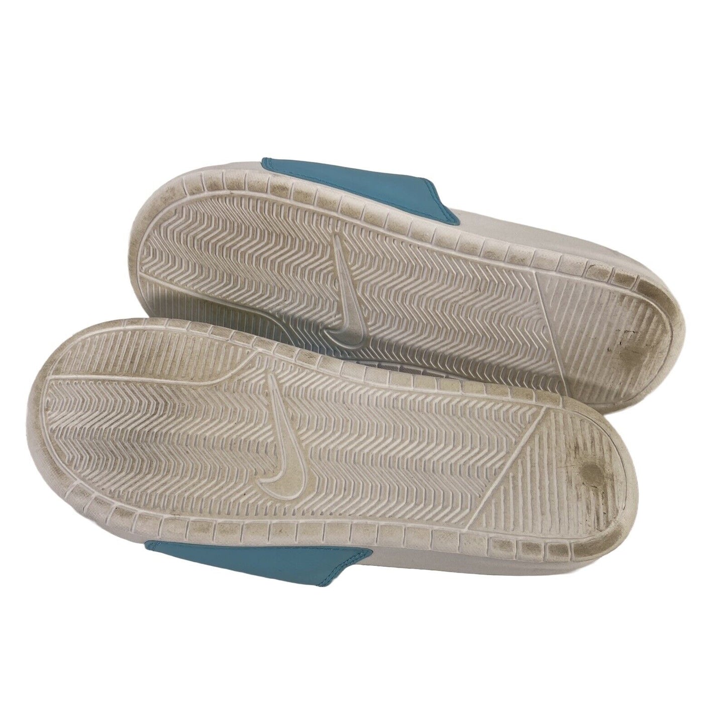 Nike Women's Blue Benassi Swoosh 312432 Slides Sandals - 10