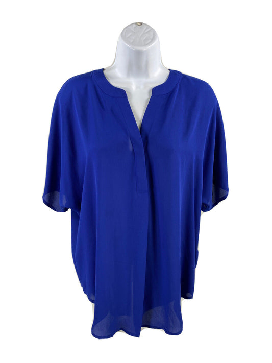 Chico's Women's Blue Short Sleeve Sheer Tunic Top Blouse - 0/US S