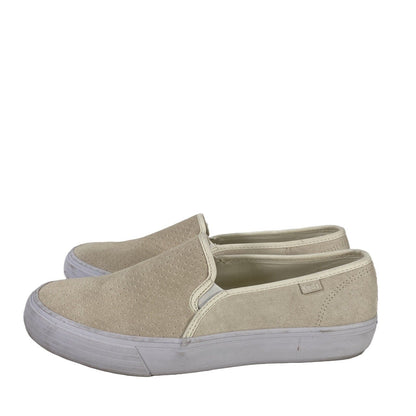 Keds Women's Cream Ivory Suede Double Decker Perorated Sneakers - 9.5