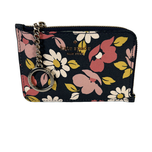 NEW Kate Spade Navy Blue Road Trip Floral Key Coin Card Wallet