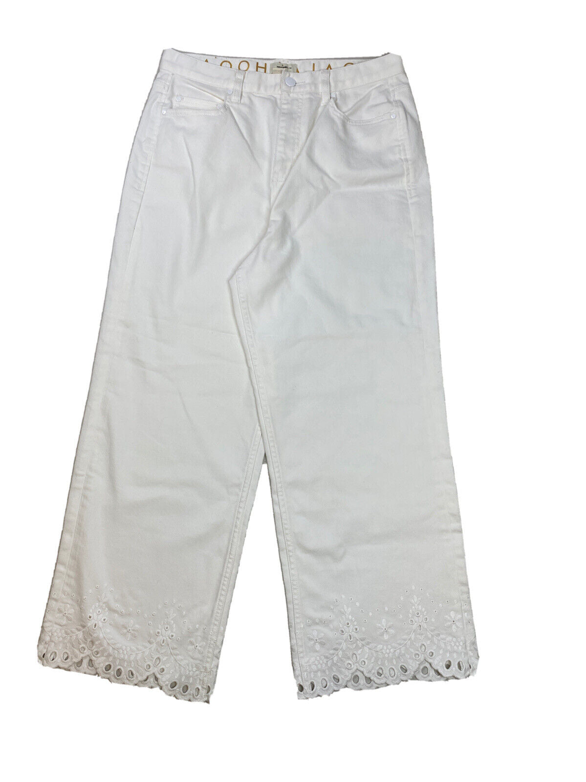 Kate Spade Women's White Broome St Ankle Cutwork Wide Leg Denim Jeans -30