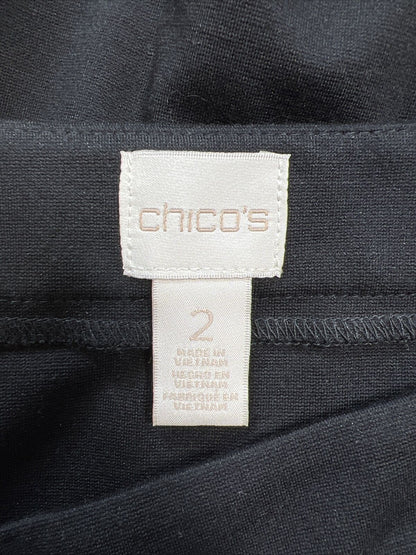 Chico's Women's Black Side Slit Knee Length Straight Skirt - 2/L