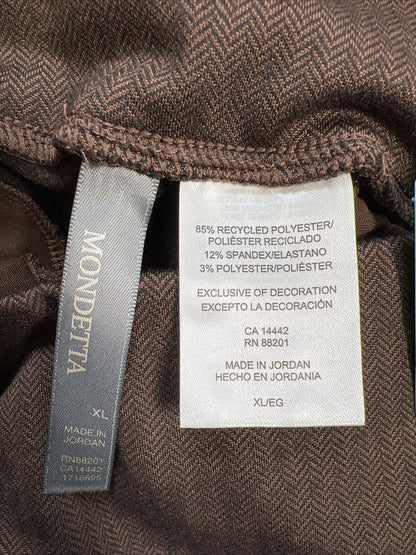 NEW Mondetta Women's Brown Jacquard Knit Leggings W/ Pockets - XL
