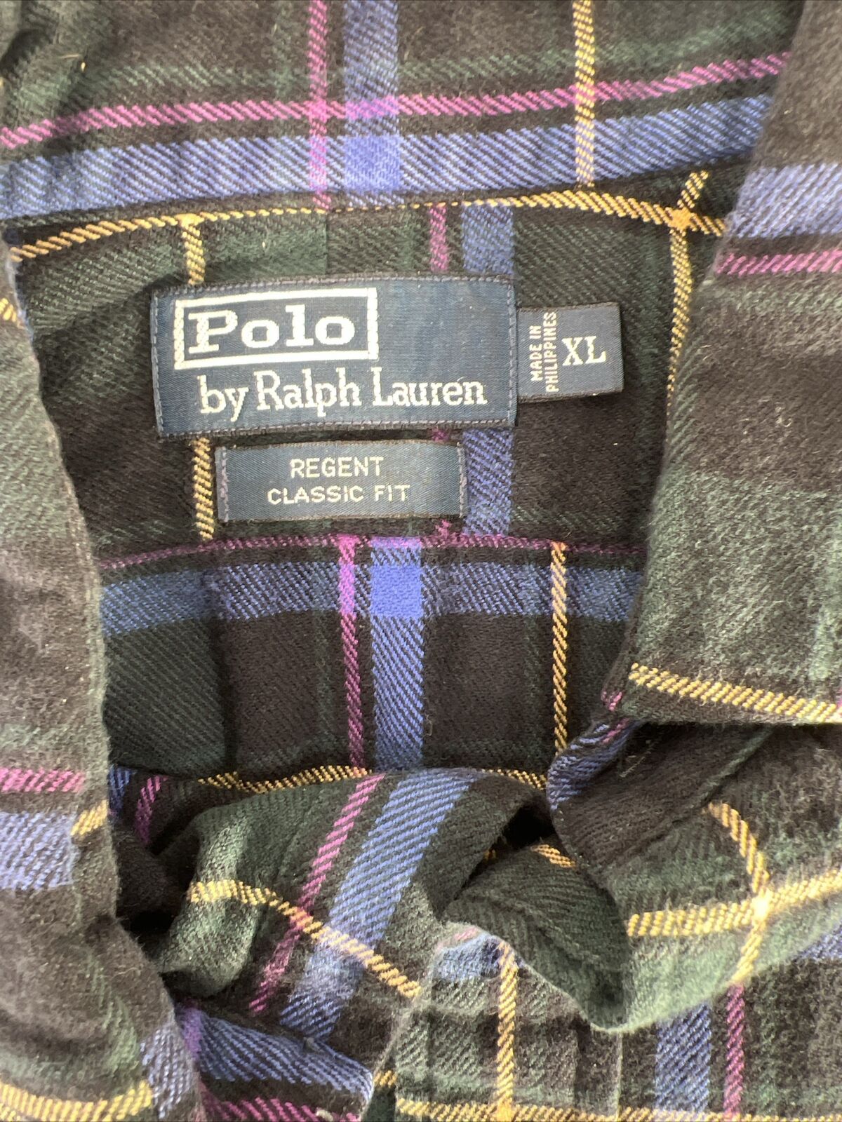Polo Ralph Lauren Men's Green Plaid Regent Flannel Button Up Shirt - XL