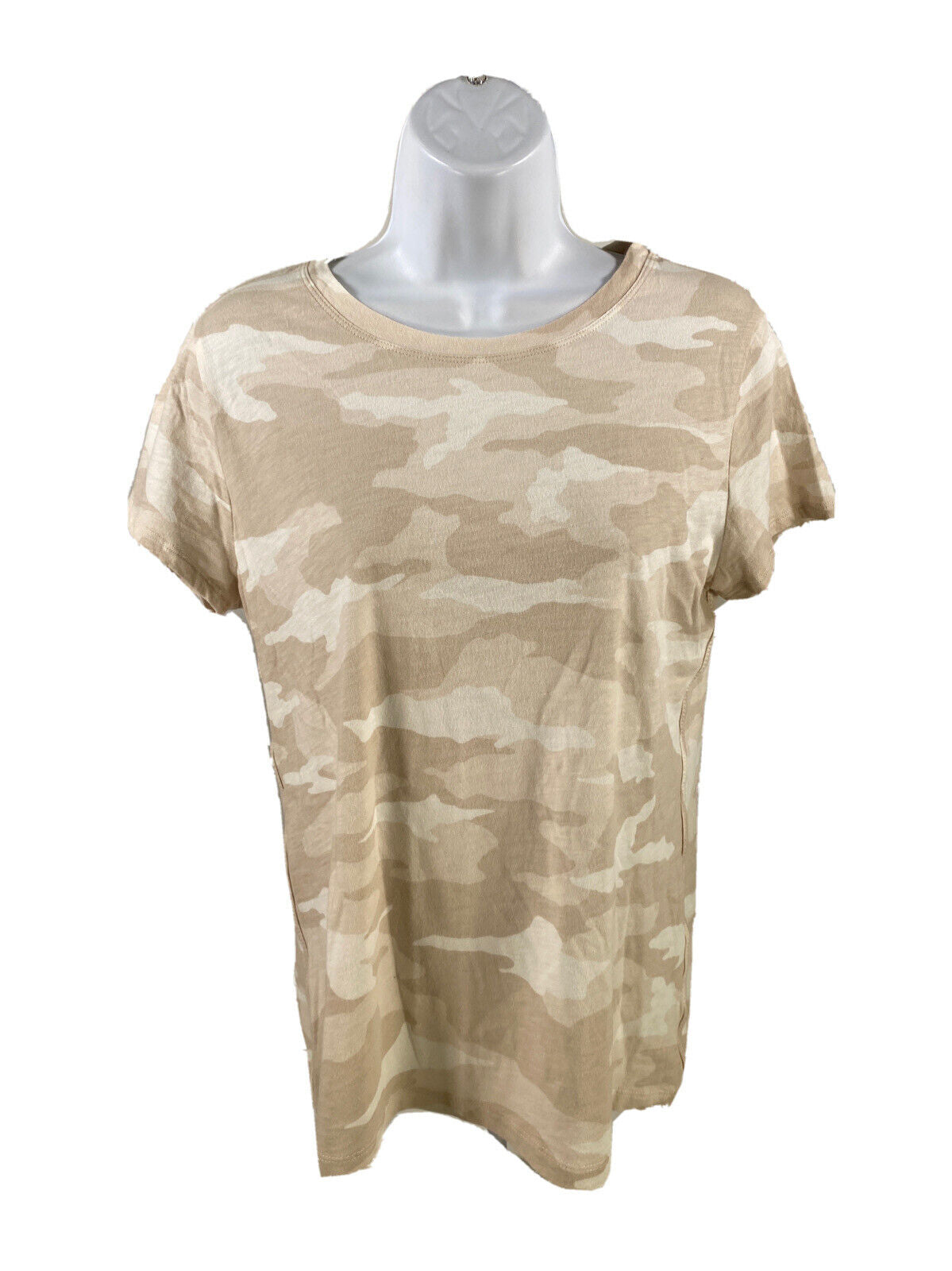 Athleta Women's Beige Camouflage Short Sleeve Daily Crewneck T-Shirt - M