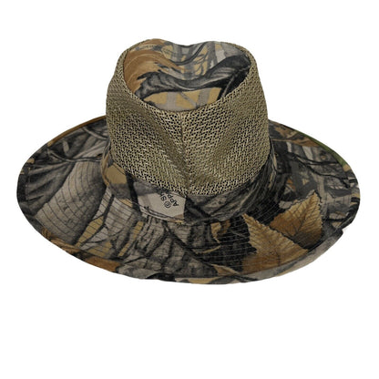 Orvis Sombrero estilo Fedora con parte superior de malla de camuflaje verde para hombre - M