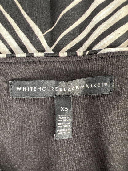 White House Black Market Top negro con cuello en V y hoja de palma para mujer - XS