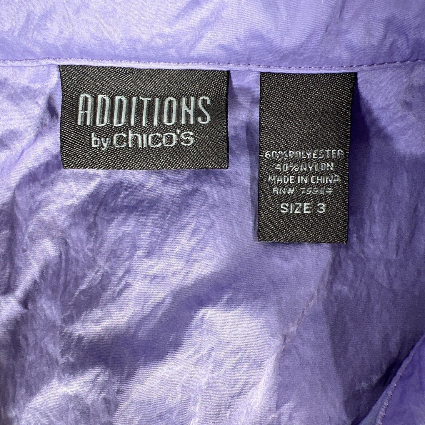Addions by Chico's Camisa morada de manga corta con botones para mujer - 3/XL