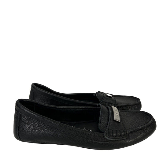 Calvin Klein Women's Black Leather Moccasin Loafers - 7