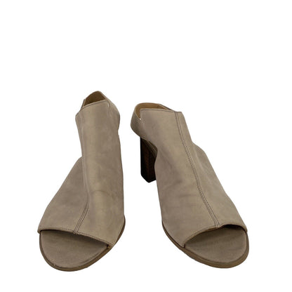 Franco Sarto Women's Beige Leather Helix Block Heel Slingback Mules - 9 M