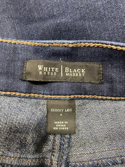 White House Black Market Womens Dark Wash Skinny Cropped Denim Jeans Sz S