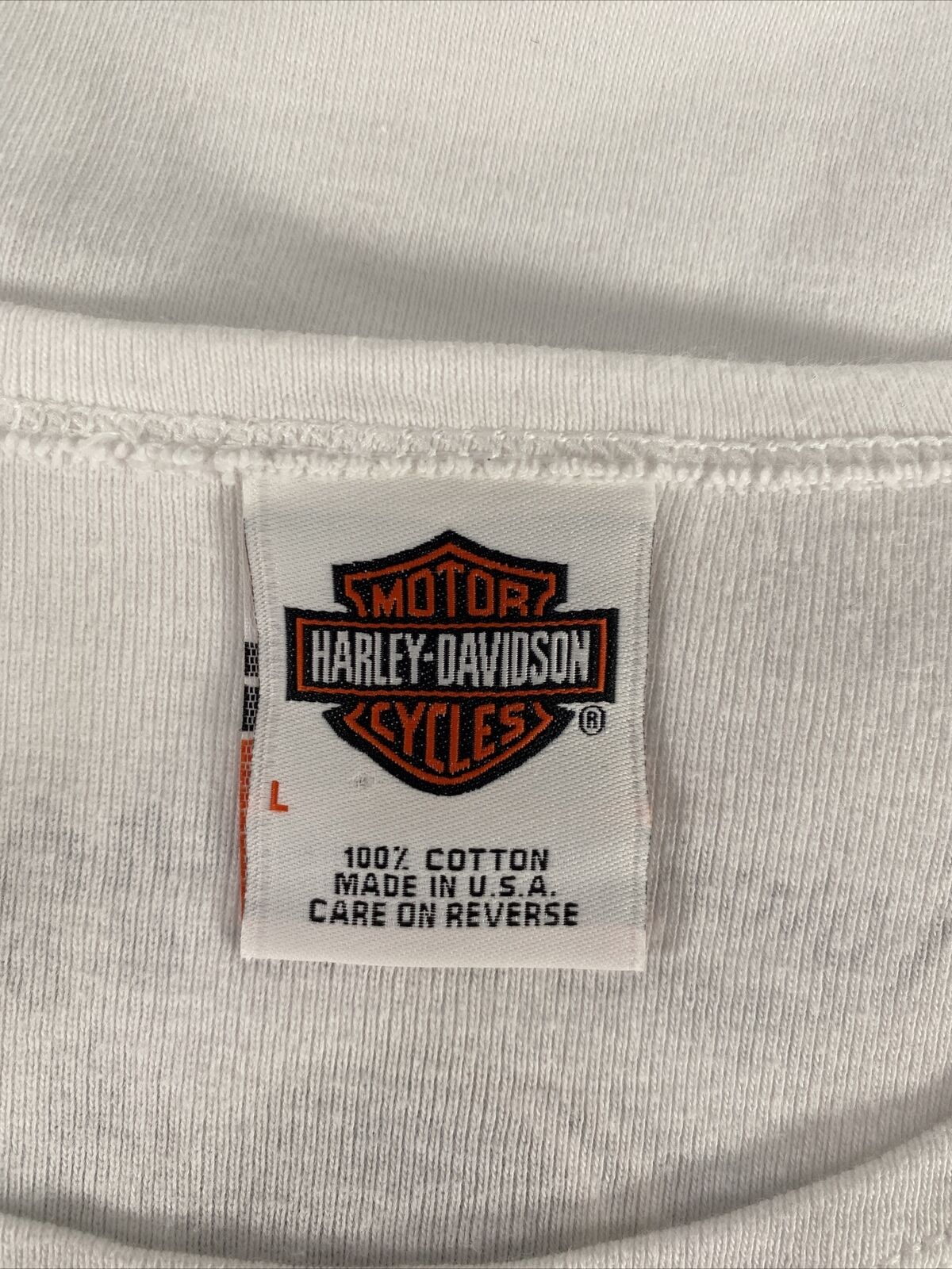 Harley Davidson Womens White "Cement, MI" American Flag Cotton T-Shirt -L