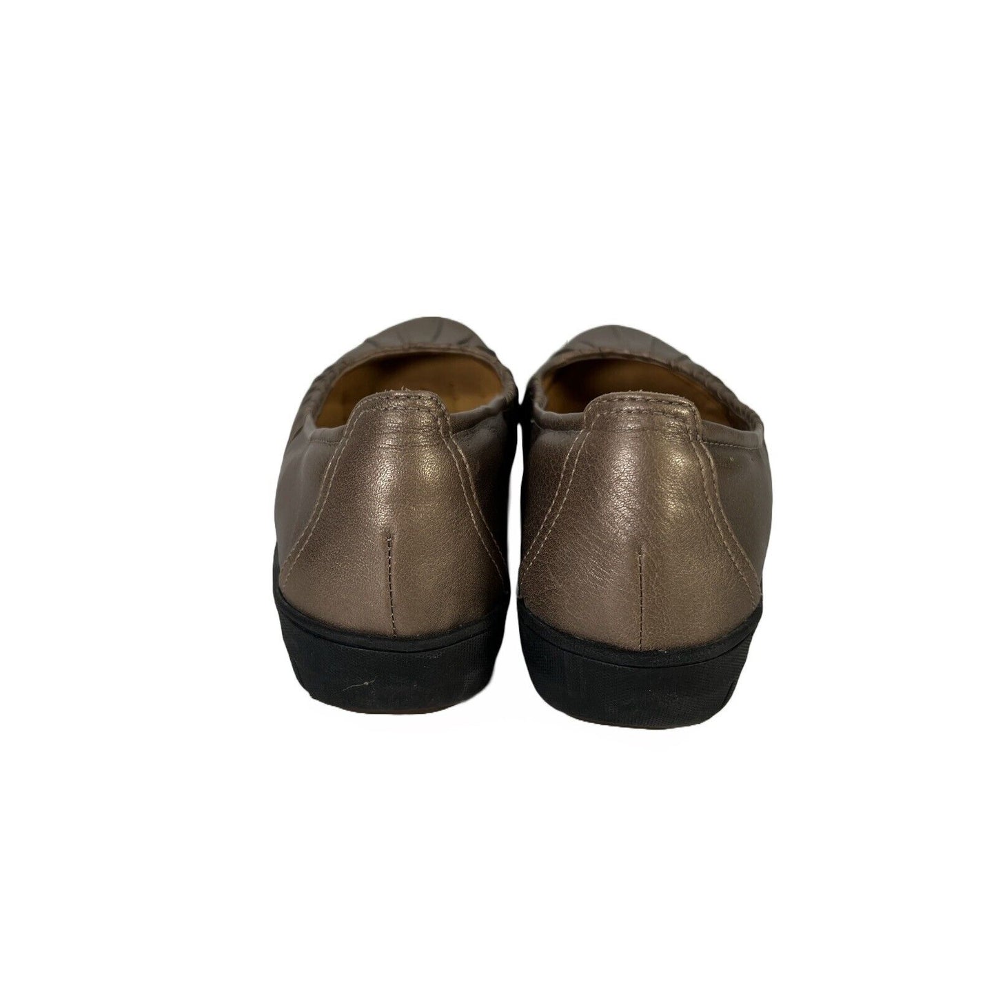 Clarks Unstructured Women's Brown/Bronze Leather Slip On Flats - 8