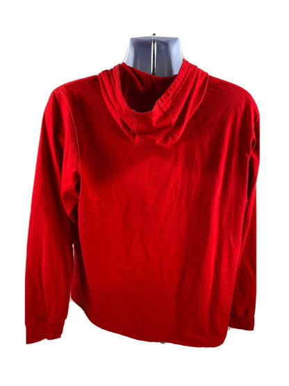 Adidas Sudadera con capucha de algodón ligero de manga larga roja para hombre - L