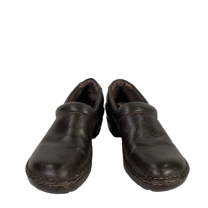 BOC Women's Brown Leather Slip On Clogs - 6