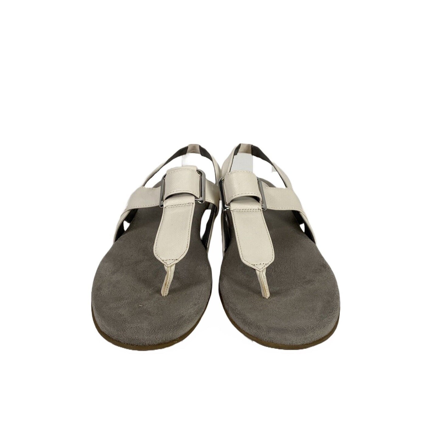 Lifestride Women's White Synthetic Slingback Thong Sandals - 8 N