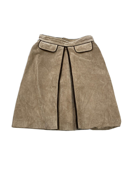 Maxima Women's Beige Suede Leather Straight Skirt Sz 12