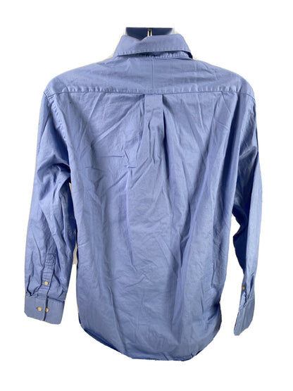Michael Kors Men's Blue Cotton Long Sleeve Button Up Shirt - 34/35