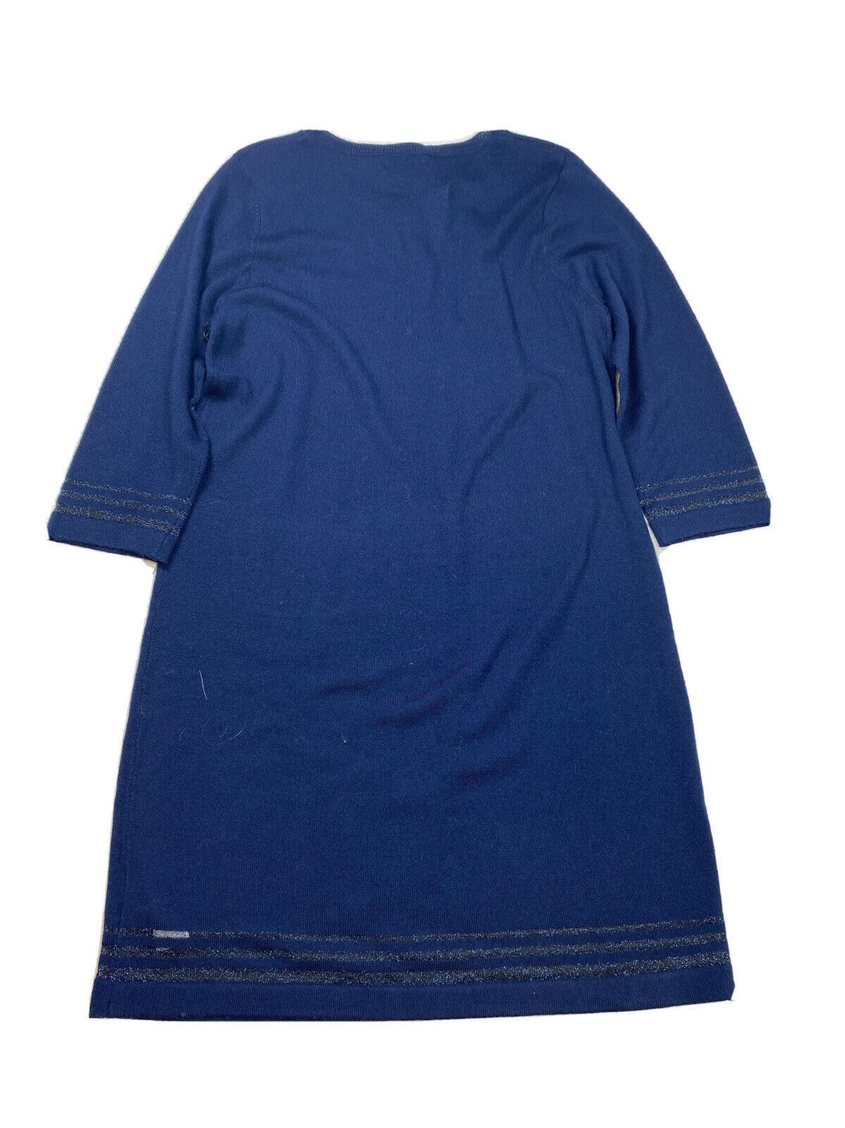 NUEVO Vestido estilo suéter de manga 3/4 de punto transparente azul de Nicole Miller para mujer - L