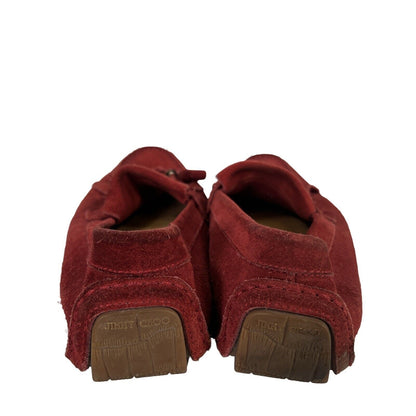 Jimmy Choo Men's Red Suede Tassel Fringe Loafers - 45/ US 12