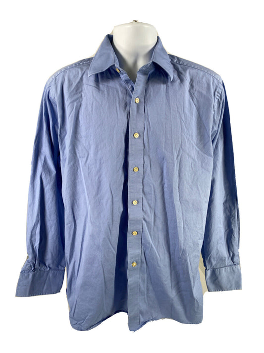 Michael Kors Men's Blue Cotton Long Sleeve Button Up Shirt - 34/35