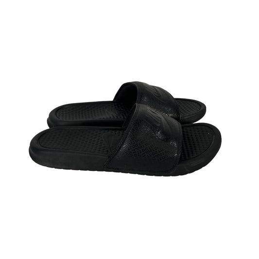Nike Men's Black Benassi Swoosh Slide Sandals - 7