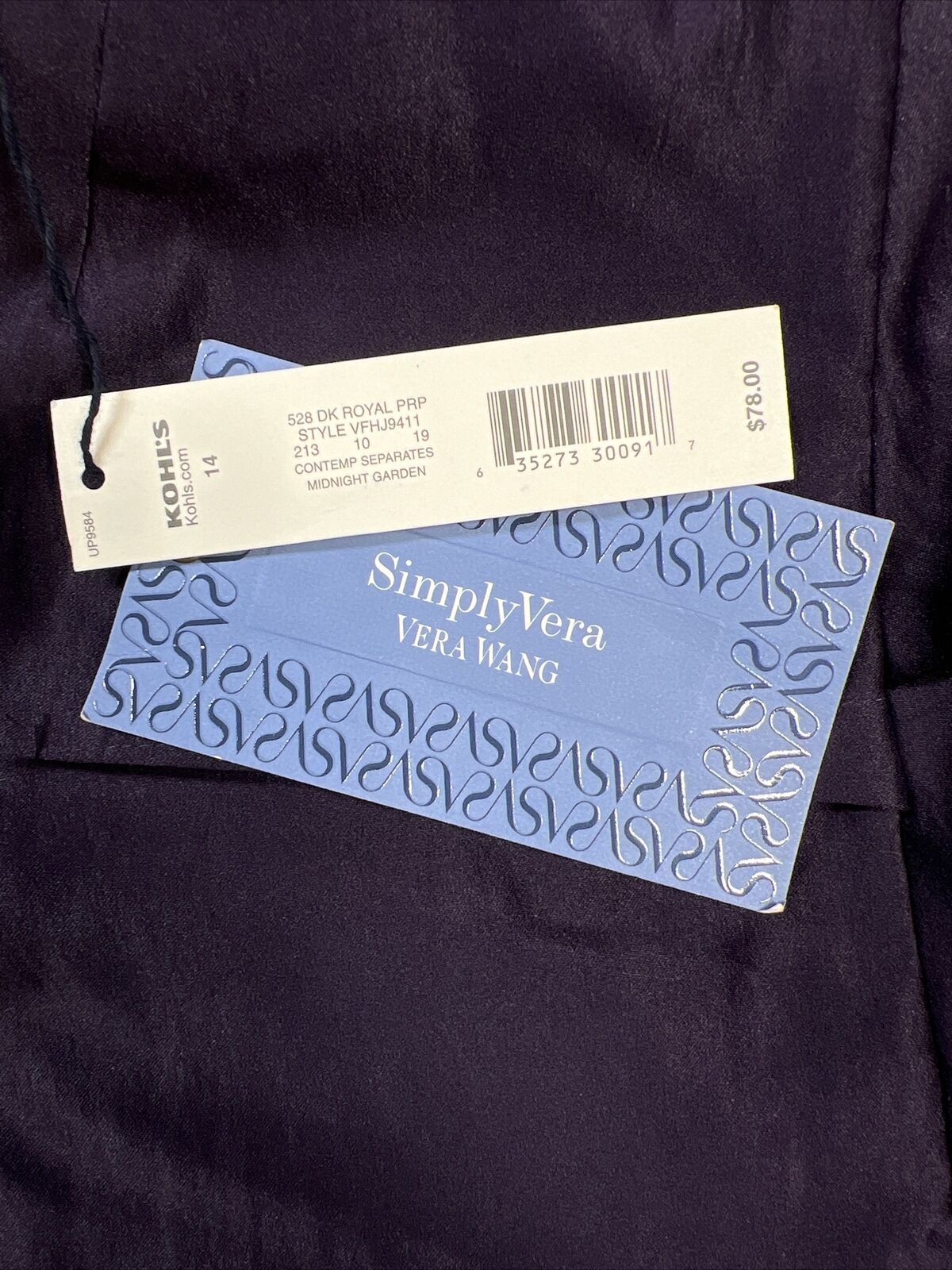 NEW Simply Vera Wang Women's Purple Sleeveless A-Line Pleat Dress - 14