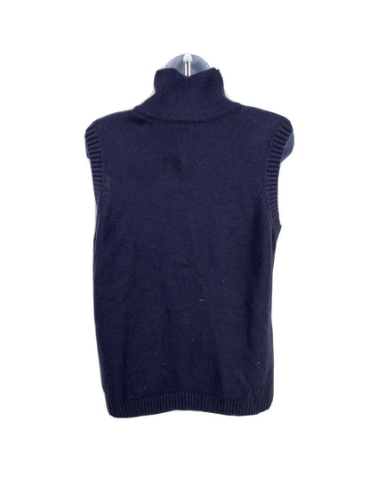 NUEVO Christopher &amp; Banks Chaleco tipo suéter azul sin mangas con cremallera completa para mujer - M
