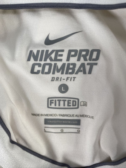 Camiseta deportiva de manga larga ajustada blanca Nike Pro Combat para hombre - L