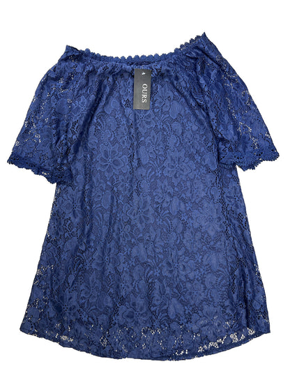 NEW Ours Women's Blue Lace Lined Shift Dress - M