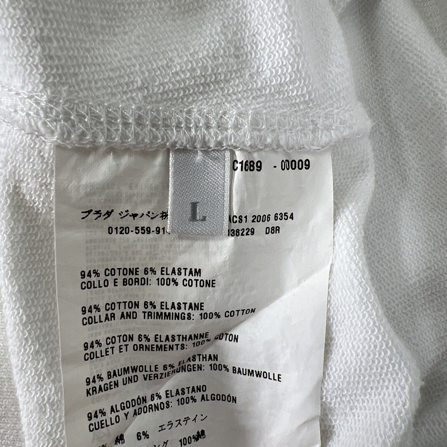 Prada Women's White Full Zip Cotton Sweatshirt - L