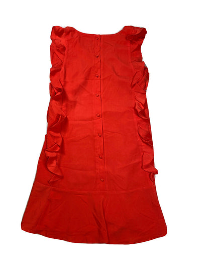 CeCe Women's Red Sleeveless Ruffle Side Back Button Sheath Dress - 2