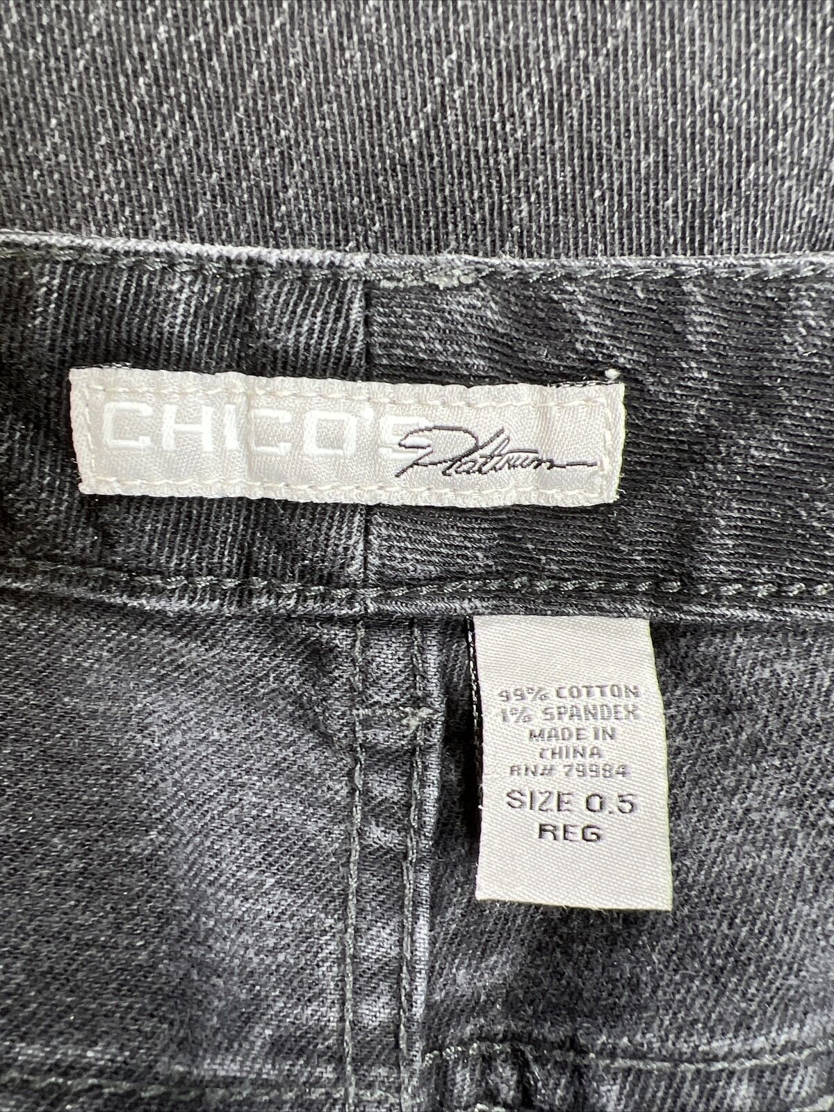 Chico's Women's Platinum Black Stretch Denim Slim Tapered Jeans - 0.5/6