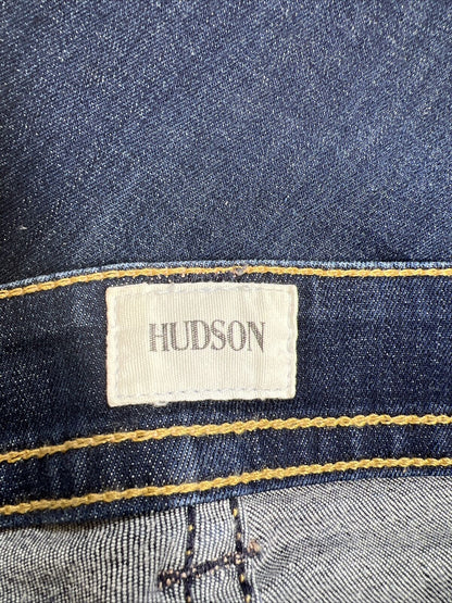 Hudson Dark Wash Palerme - Pantalones cortos de mezclilla con puños en la rodilla para mujer - 28