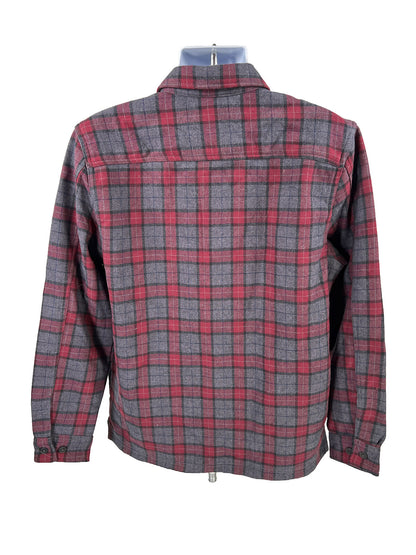 NEW Weatherproof Men's Red/Blue Plaid Fleece Lined Button Up Shirt - M