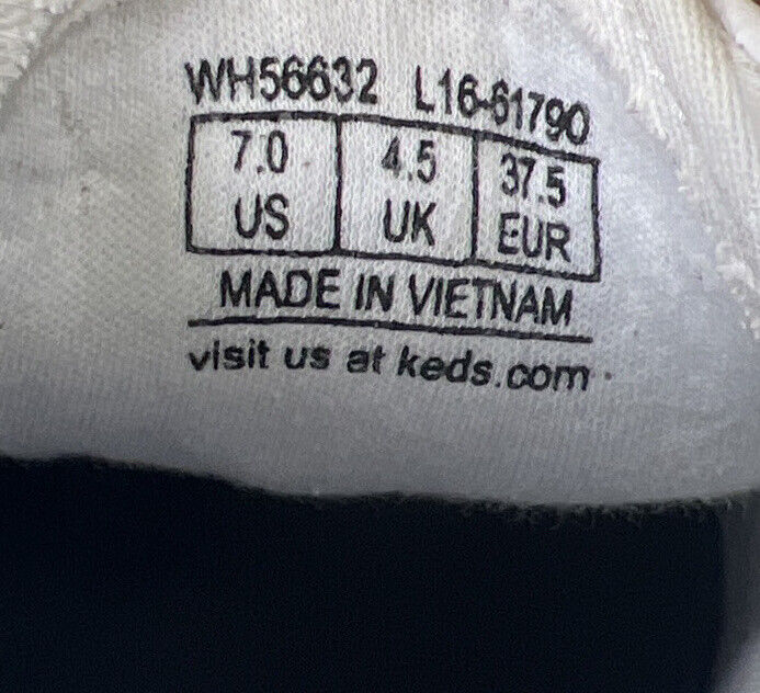 Keds Women's White Perforated Leather Lace Up Sneakers - 7