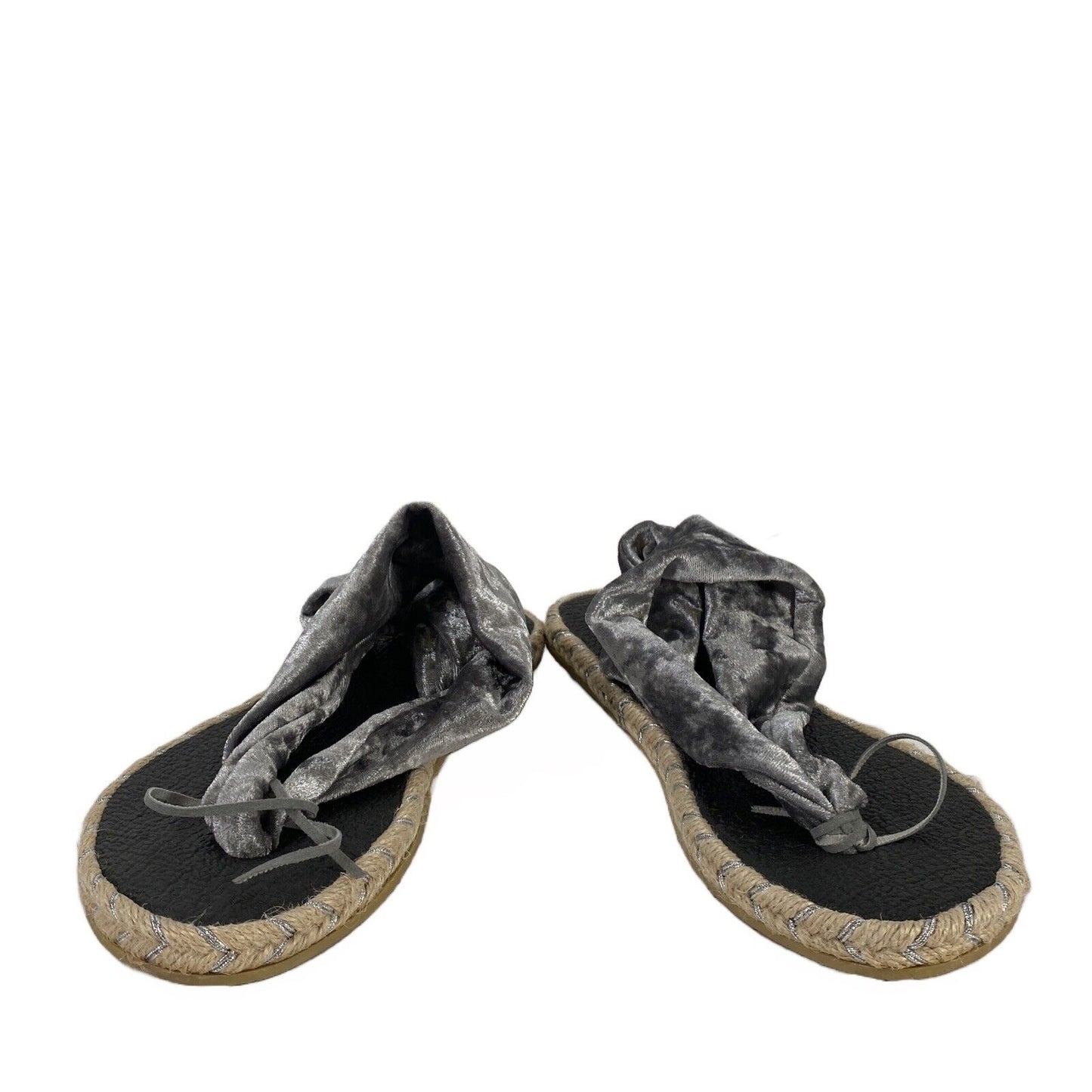 Nalho Women's Gray Velvet Fabric Espadrille Sandals - 39/US 9