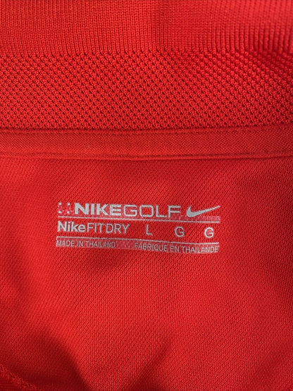 Nike Men's Red Short Sleeve Polyester Golf Polo Shirt - L