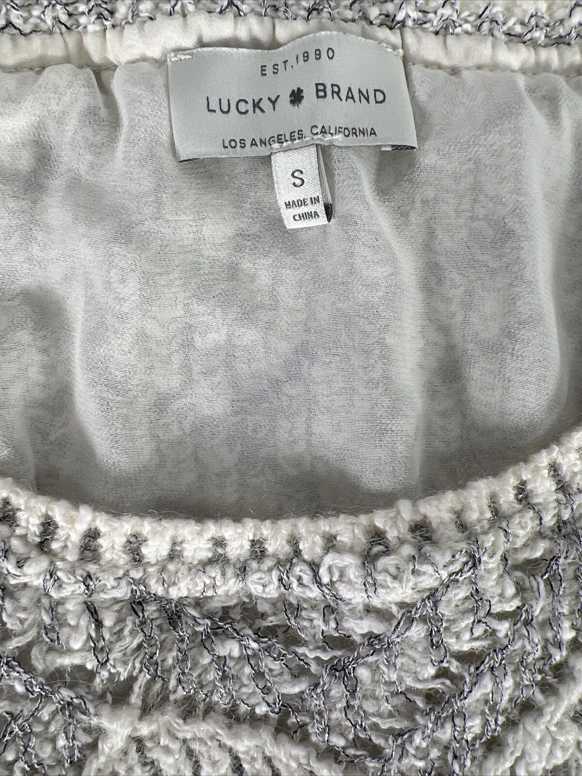 Lucky Brand Suéter de punto grueso en capas blanco para mujer - S `